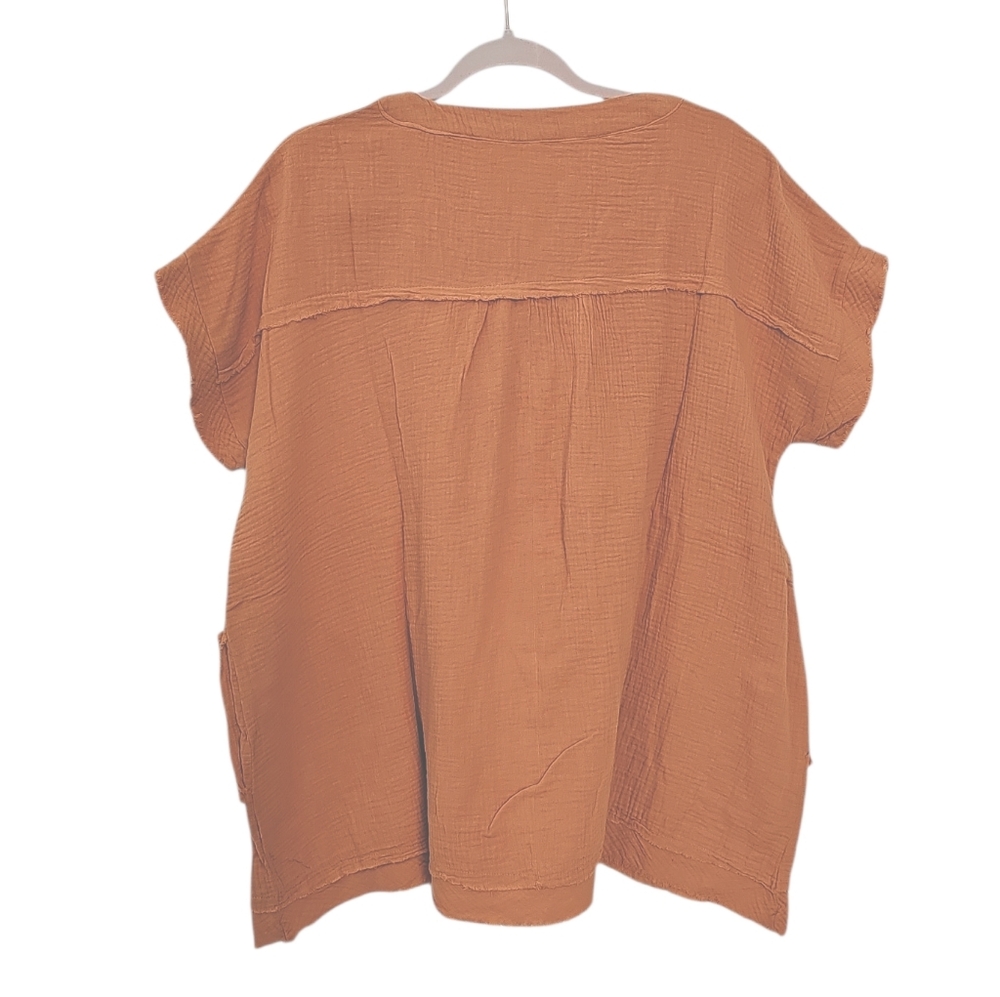 New Zenana Orange Textured Gauze Tunic Top Size S XL Oversized - Picture 2 of 3